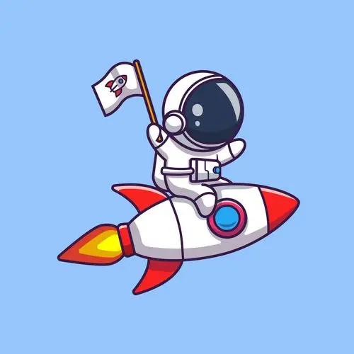 【矢量ai源文件】可爱线性宇航员插画