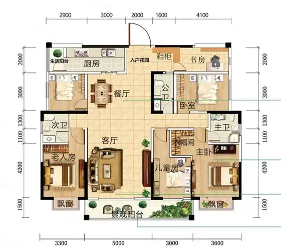 173平米实用六室户型居家体验十分良好