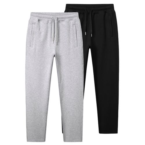 灰色运动裤男春秋纯棉休闲长裤男士大码直筒宽松卫裤抽绳加绒裤子