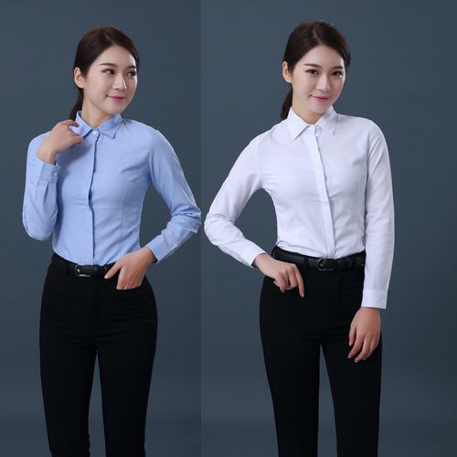 热卖职业 正装白衬衫修身收腰ol通勤职业装工装长袖短袖女衬衣v领翻领