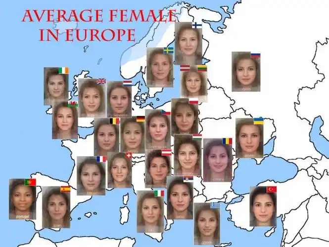 在网络上流传一张,据说是 「欧洲女生平均长相」