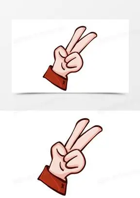 手绘q版手势比耶免抠元素