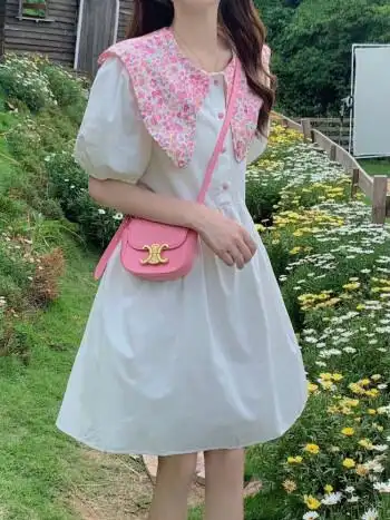 悦薰姿短袖连衣裙女装2022年新款夏装衣服女韩版小清新减龄可爱显瘦遮