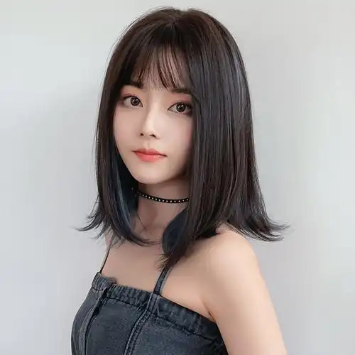 欧美新款假发长直发挑染渐变色整顶发套微卷中长直发微卷