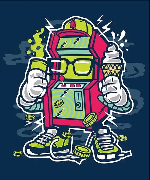 时尚潮流服装嘻哈手绘怪兽涂鸦抱枕装饰插画手机壳t恤矢量ai图案素材