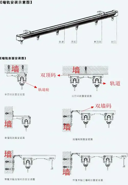洛楚家居老式窗帘轨道安装支架安装码卡子直轨弯轨顶装侧装码窗帘配件