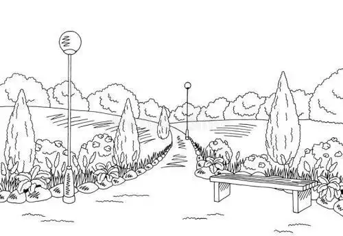 简笔画图片大全花园一角 公园简笔画公园的简笔画城市公园简笔画图片