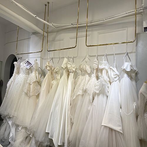 不锈钢婚纱展示架钛金礼服专用陈列简约服装店吊顶悬挂衣架轻奢