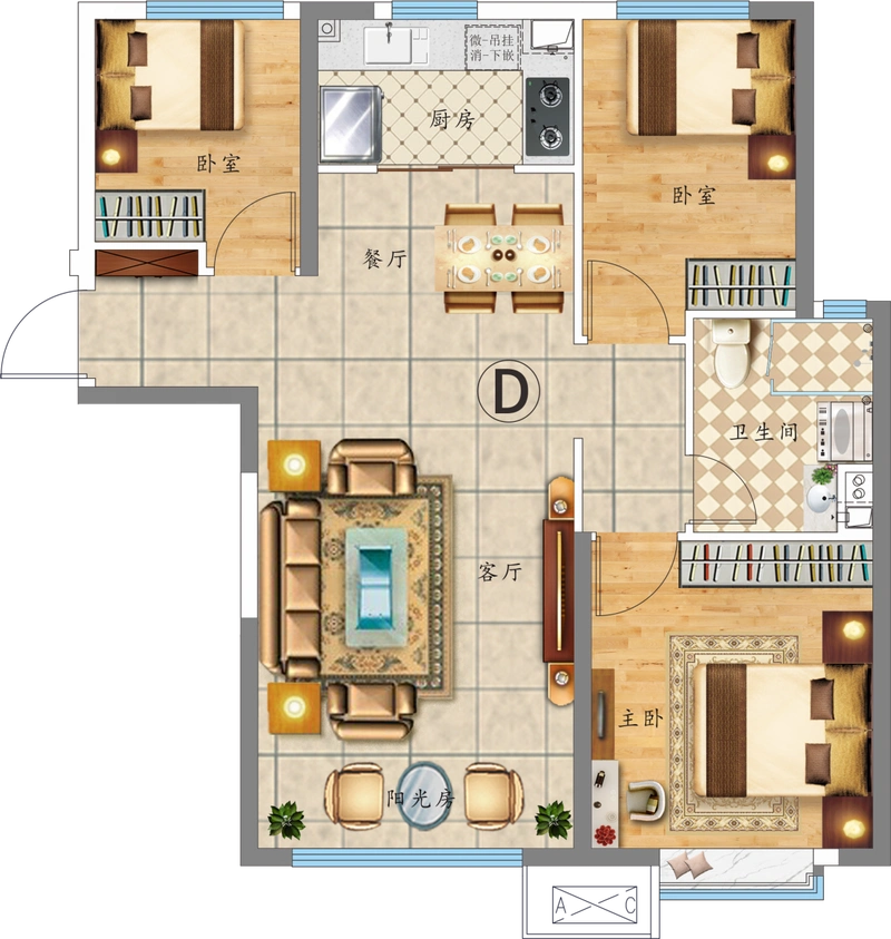 【户型鉴赏】约108㎡经典三居,舒适生活向美而行