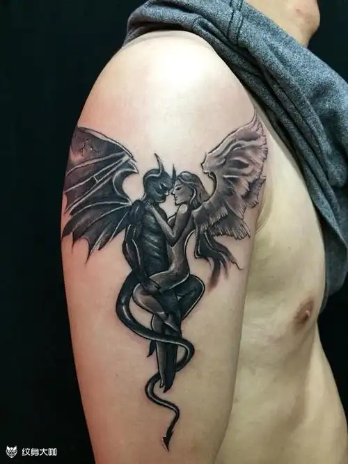 恶魔天使_纹身图案手稿图片_老李的纹身作品集