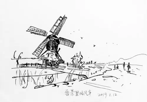 钢笔风景线稿练习