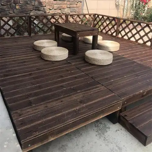 户外院子地板自铺室外阳台露台花园榻榻米定制防水防腐碳化木平台