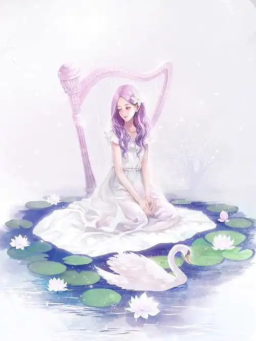 竖琴仙女少女白天鹅莲荷二次元