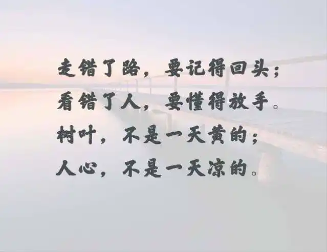 走错了路要记得回头,爱错了人要记得放手.