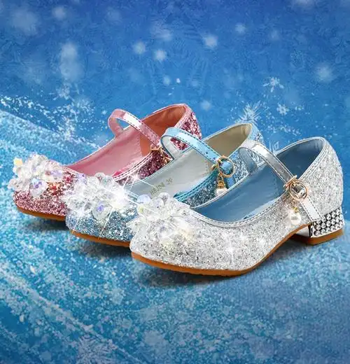 反季36岁夏天穿的爱莎公主鞋儿童高跟鞋女女童艾莎水晶鞋小女孩的冰雪