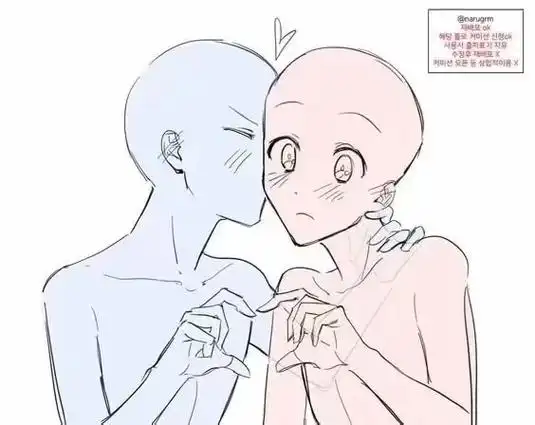 双人互动造型  #绘画参考##模板