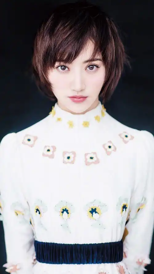 景甜短发造型个性写真图片手机壁纸-明星-手机壁纸下载-美桌网