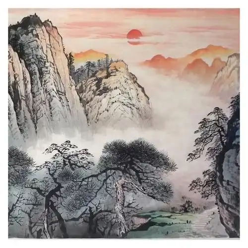 段宝斋 《松山日出》 六尺 精品山水