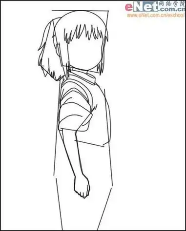 侧身站立的女孩简笔画