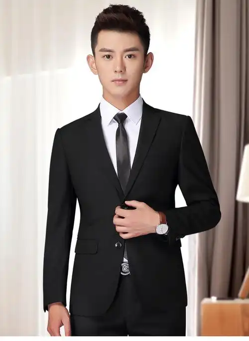 西装男套装三件套韩版修身职业正装新郎结婚礼服男士商务休闲西服