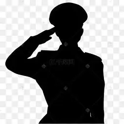 军人军姿敬礼剪影