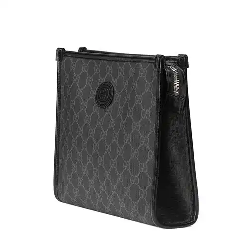 【gucci古驰 手拿包】【包税】gucci/古驰 2021秋冬新款 男士黑色老花