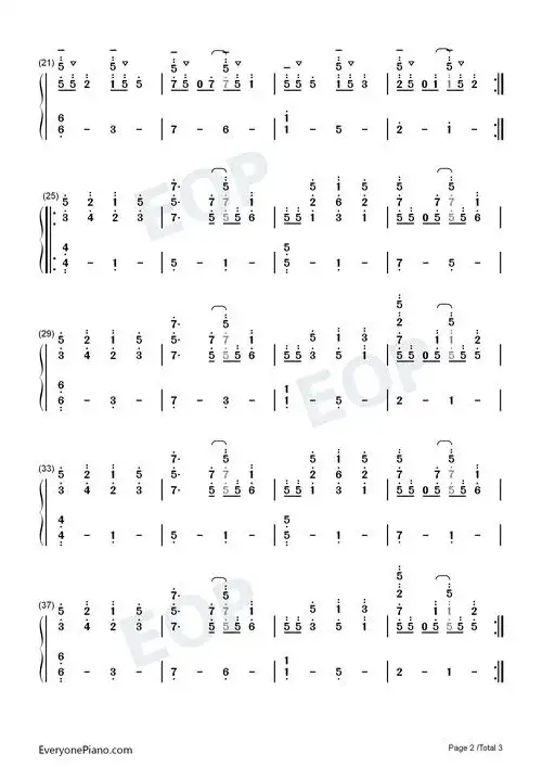 histhemeundertale背景音乐双手简谱预览2