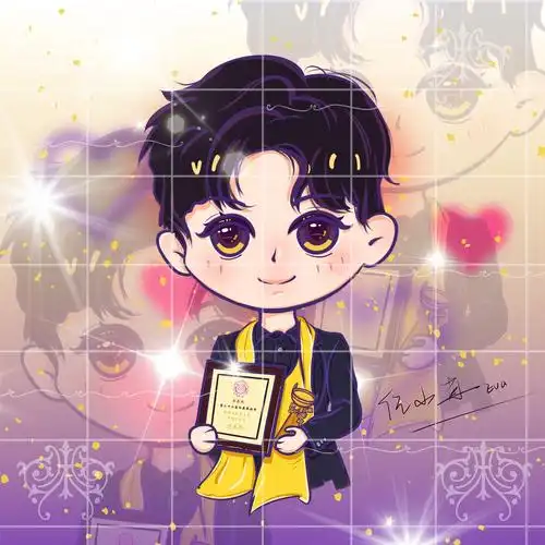 q版半身|任嘉伦华鼎奖获得者|插画|创作习作|任小苒eva - 原创作品