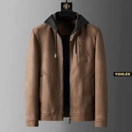 品牌高端麂皮绒时尚可拆卸连帽夹克男士春秋季青年修身防风修身外套男