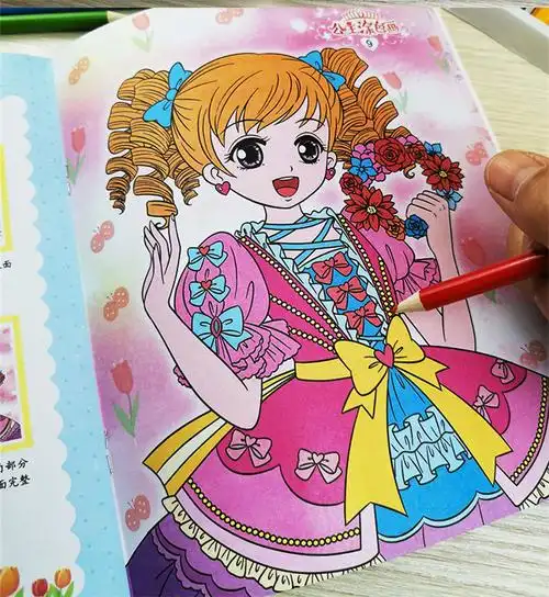 公主涂色本3-6-8-10岁幼儿童画画书绘画册儿童图画画本女孩填色本