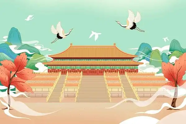 国潮故宫插画