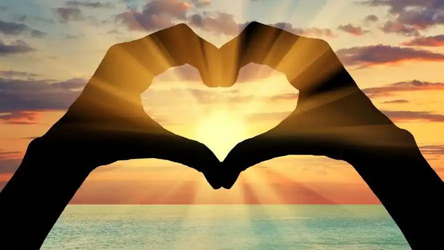 爱心,手势,阳光,唯美,创意设计,壁纸阳光下的爱心手势