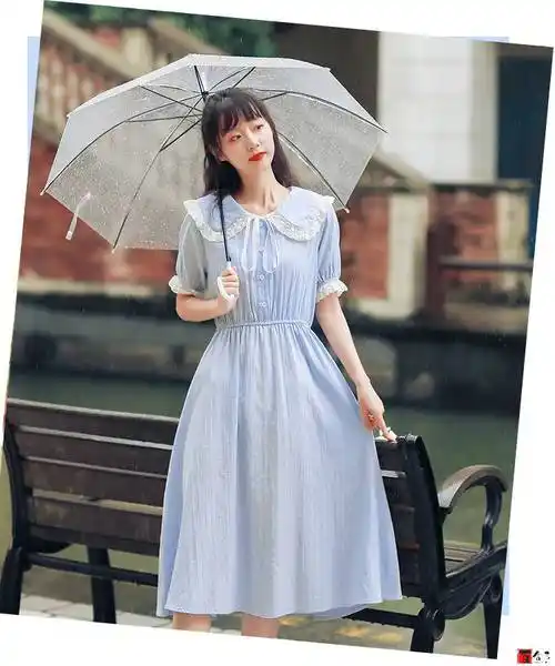 女生裙子夏季韩版短袖甜美仙女裙可爱少女中学生学院风原宿风显瘦中