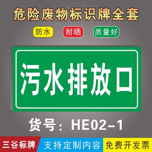 污水排放口污水收集池标识牌河道下水道危险废物全套警示