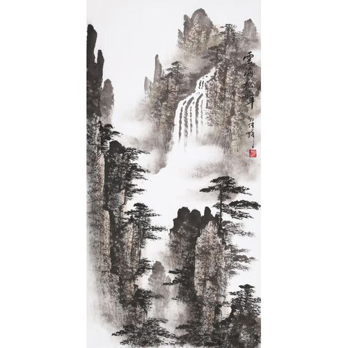 丹桂苑大师郭传璋山水画三尺水墨竖幅写意国画名人字画手绘名家书画