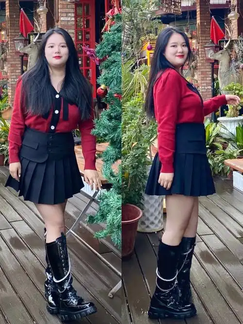165cm150斤大码女孩圣诞限定穿搭