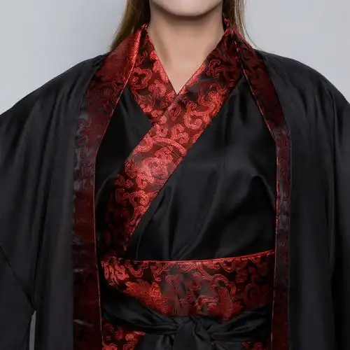 直裾深衣古装演出服装男士黑色汉服直裾大氅深衣影楼古代华服唐装