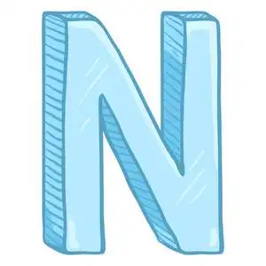 单个卡通冰蓝色字母n照片