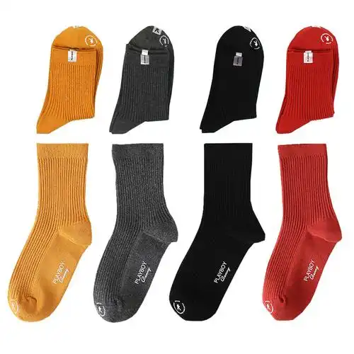 花花公子袜子女冬秋棉中筒袜可爱潮流纯色百搭休闲袜甜美风潮流长袜y