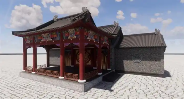 一个古典中式戏台建筑方案su模型[原创]