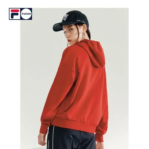 fila fusion 斐乐 女子连帽卫衣 2020冬季新款毛绒logo个性时尚女