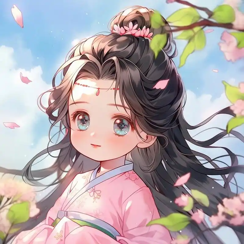 可爱古装女生头像:桃花树下小姐姐