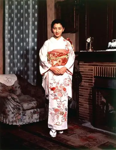 身着和服正田美智子.1958年11月,摄于东京·五反田正田邸