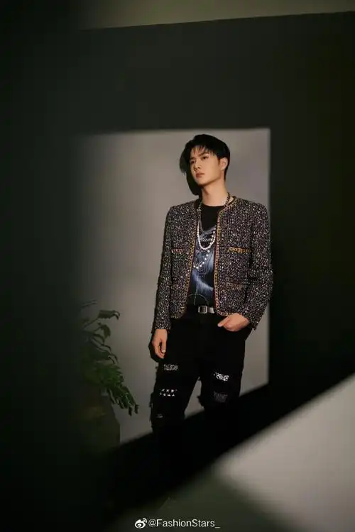 王一博曜夜流影大片#王一博 x 演唱会造型身着chanel 2020-21"攀靠