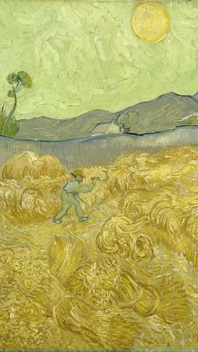 iphone 壁纸 梵高 绘画 麦田与收割者