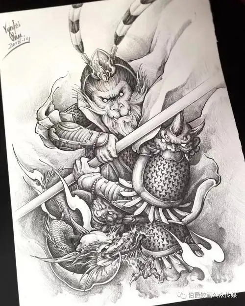 猴子纹身手稿,纹身电话15755722152