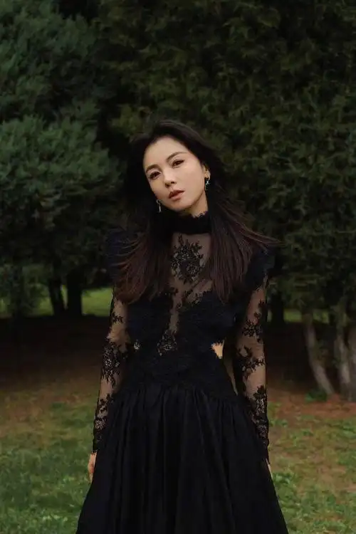 在这组照片中,我们可以看到刘涛身穿一件纱质露背的长裙,完美展现了她