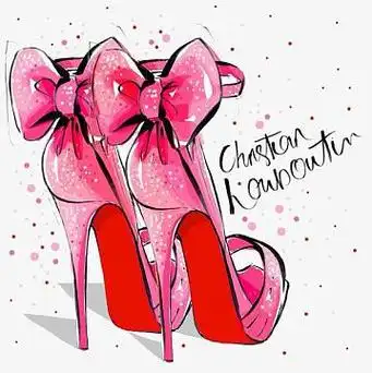 卡通白色跑鞋aipng矢量图红色性感高跟鞋png穿鞋子的女人png手绘水晶