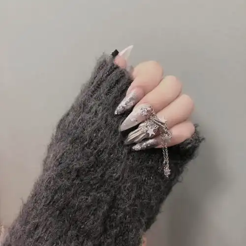 美甲jiajianail手工指甲网红暗黑尖形链条光疗美甲工具