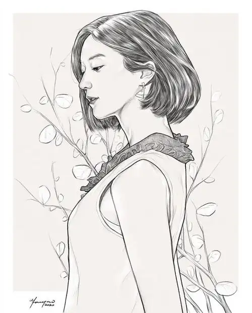 大神的美女线描,真的太绝了,干净利落的线条,临摹起来!